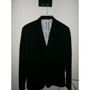 JF J.Ferrar Super Slim Black Suit Jacket Blazer Size 44L Stretch Lined